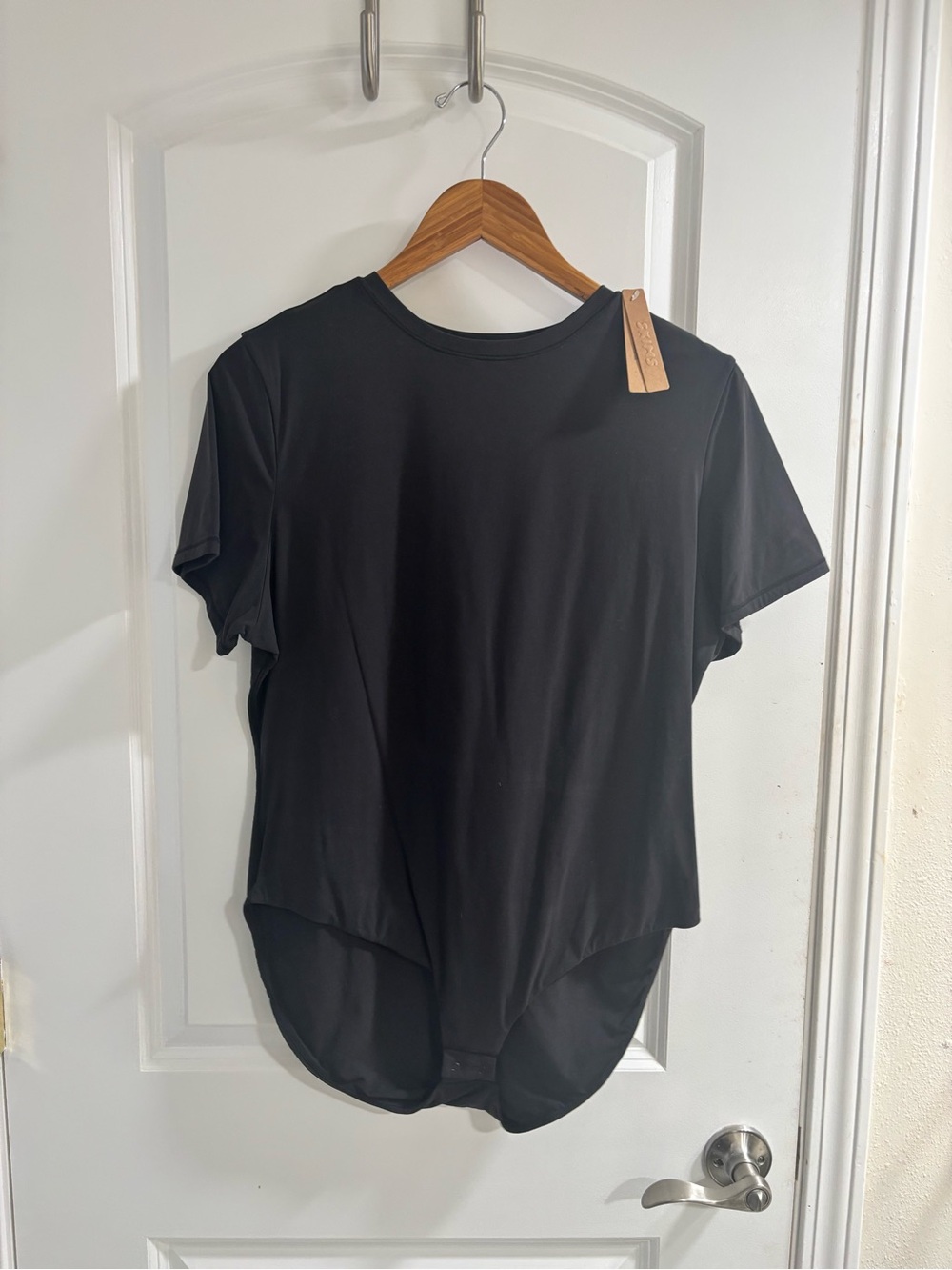 SKIMS Black Fits Anybody Crew Neck T-Shirt Bodysuit - Picture 2 of 15
